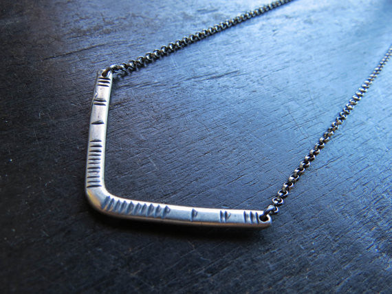 Carved V Sterling Silver Necklace