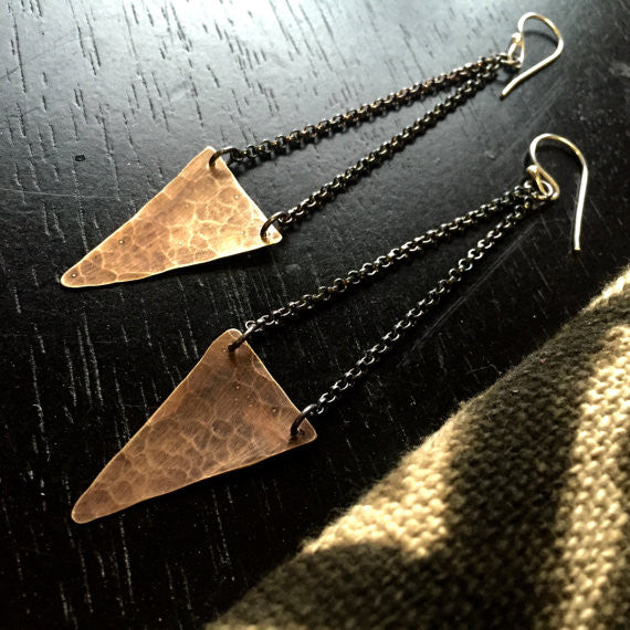 Brass Angular Small Earrings