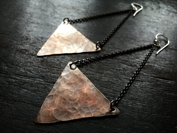 Brass Triangle Earrings