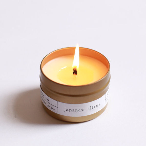 Japanese Citrus Gold Tin Travel Candle