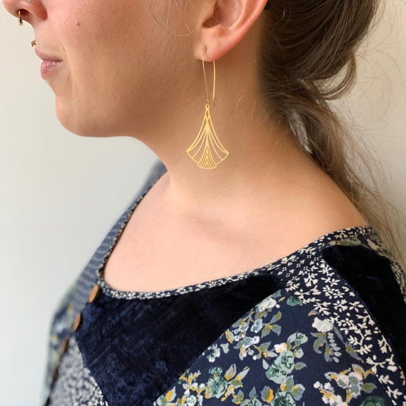 Art Nouveau Triangles Earrings