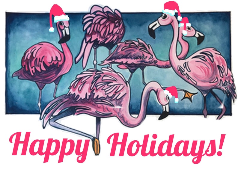 Flamingos Holiday Card