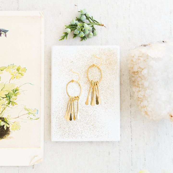 Brass Paddle Chandelier Earrings