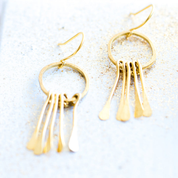 Brass Paddle Chandelier Earrings