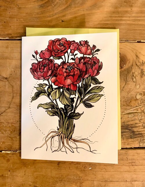 Peonies Greeting Card