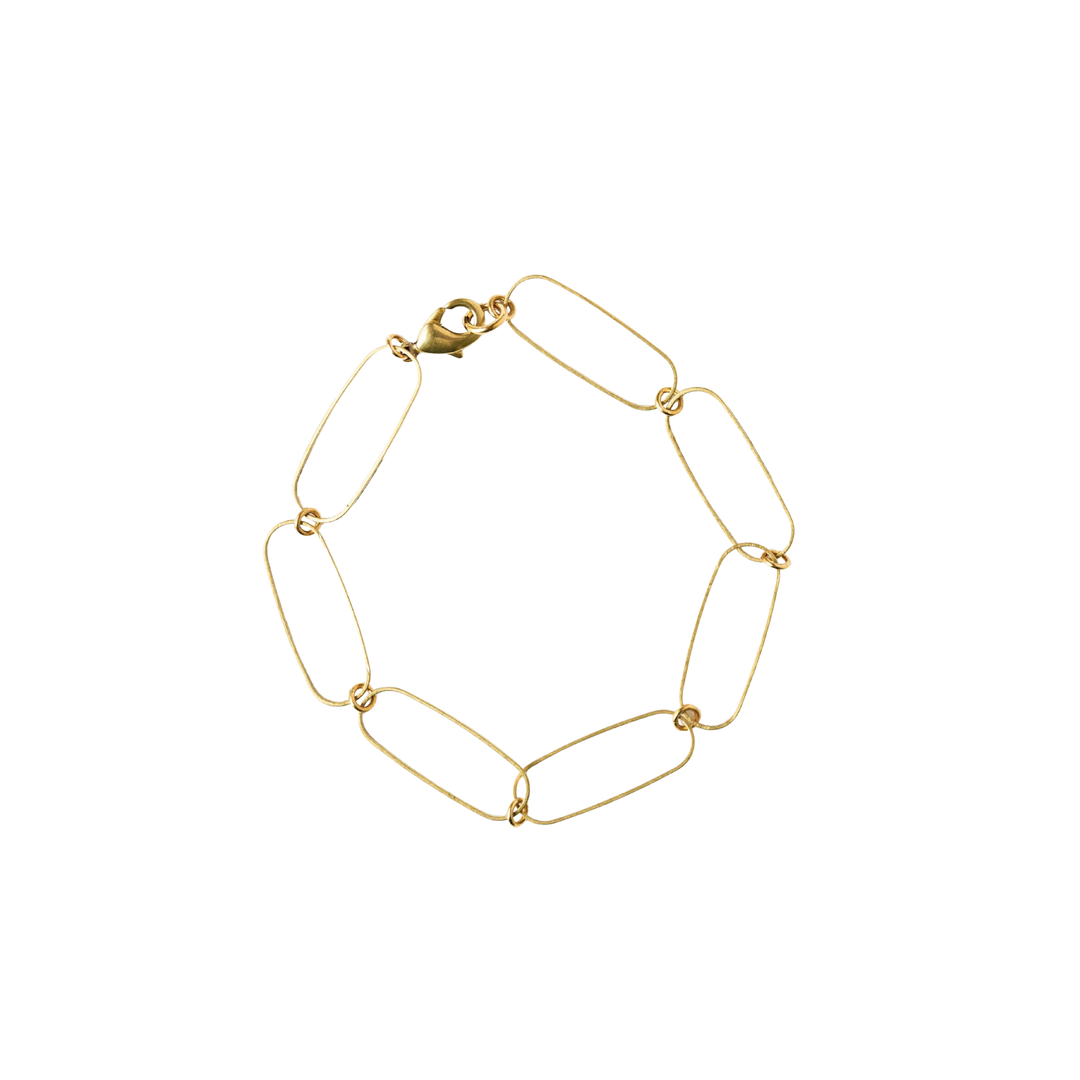 Dainty Thin Paperclip Brass Bracelet