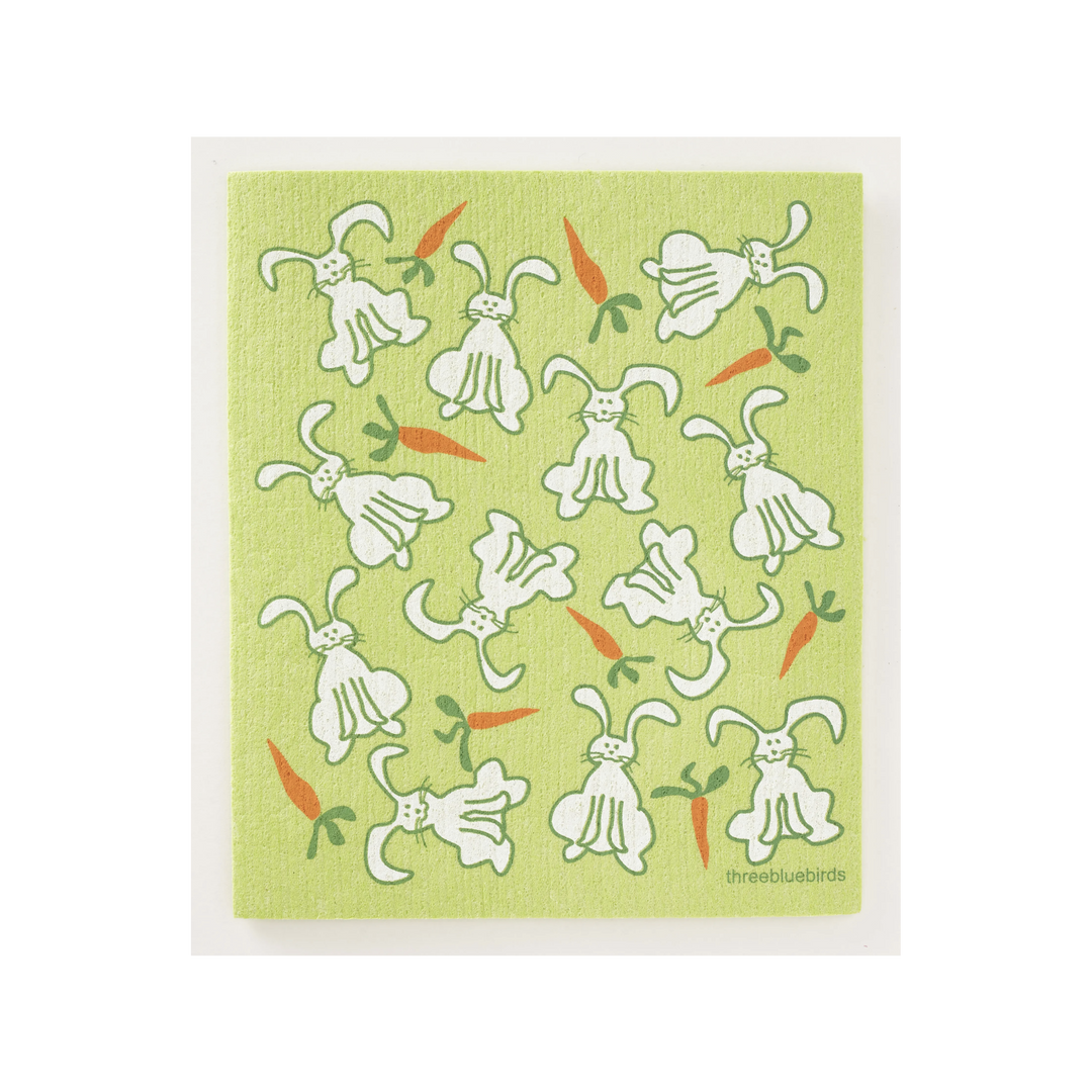 Bunnies on Green Swedish Dishcloth