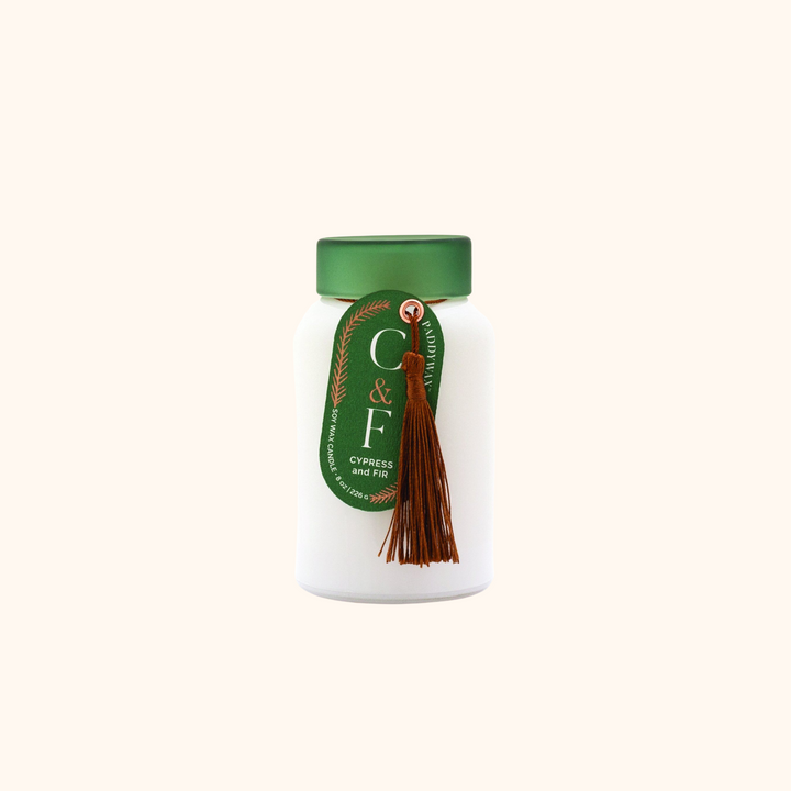 Cypress Fir Holiday 8 oz Green Glass with Dark Green Frosted Lid