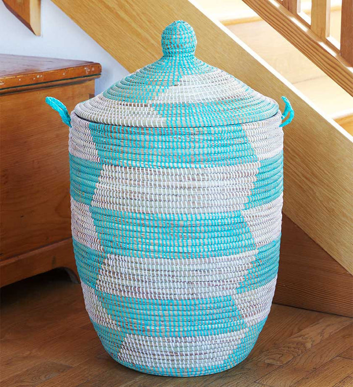 Large Aqua and White African Prayer Mat Hamper