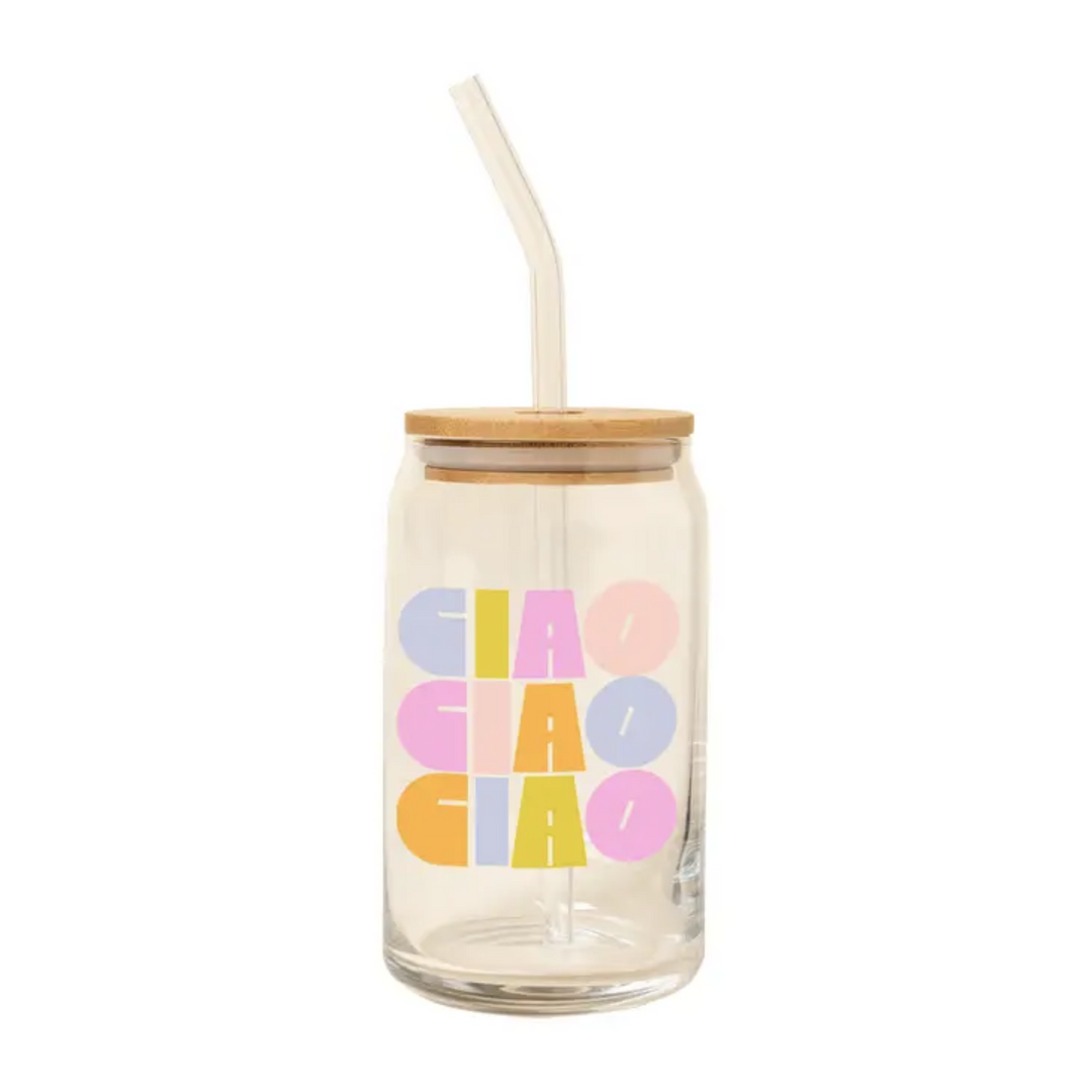 Delightful Can Glass w/ Lid + Straw