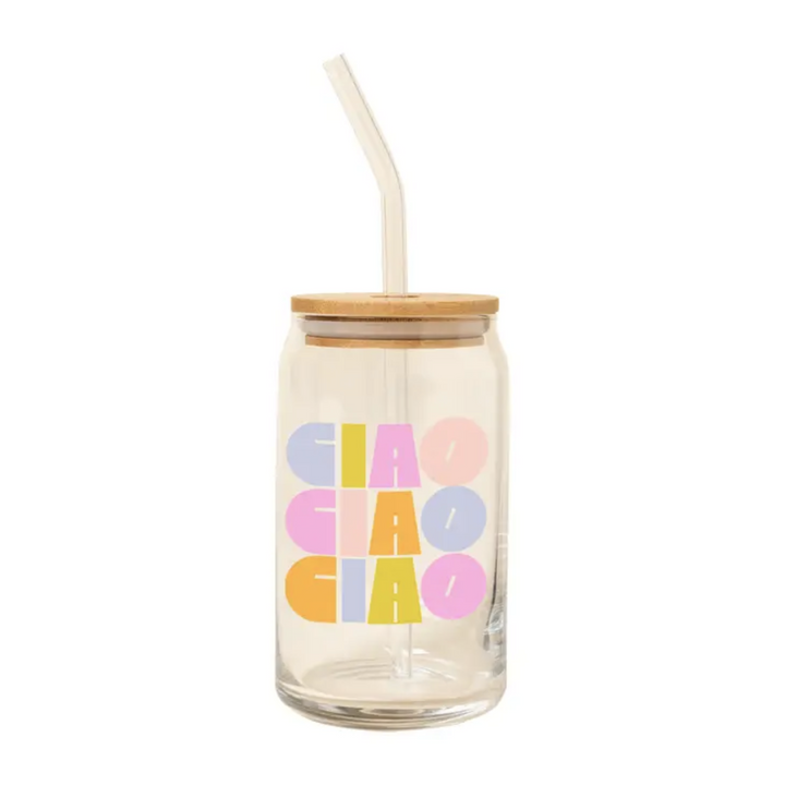 Delightful Can Glass w/ Lid + Straw