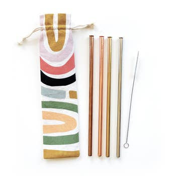 6 Piece Reusable Straw Set- Assorted Patterns