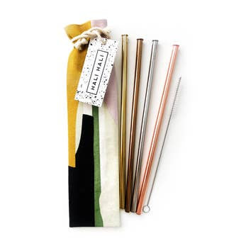 6 Piece Reusable Straw Set- Assorted Patterns